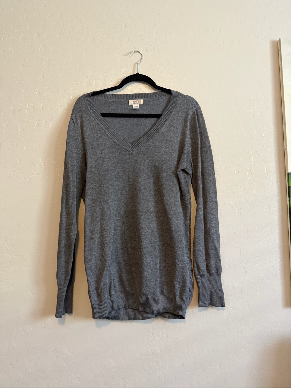 Route 66 Women’s Gray V-Neck Sweater
